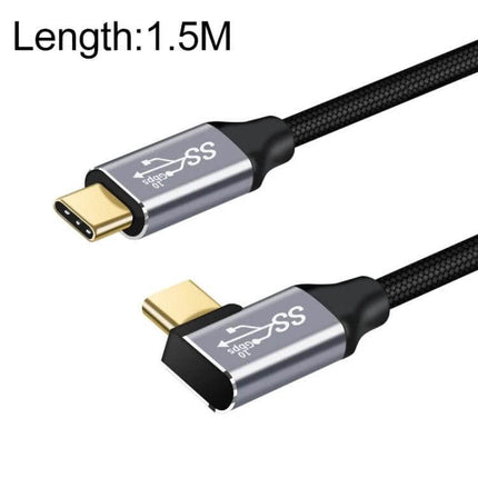 USB-C Charging and Data Transfer Cable with Elbow Connector, 1.5m braided cable, 10Gbps high-speed data transfer