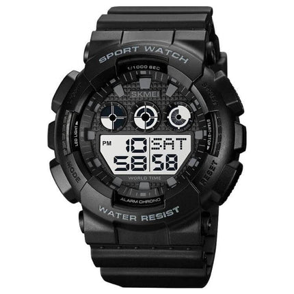 SKMEI Waterproof Electronic Watch for Daily Timekeeping and Alarms - black digital sport watch, 50m water resistant, alarms and timers