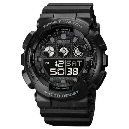 SKMEI Waterproof Electronic Watch for Daily Timekeeping and Alarms - black digital sports watch, 50m water resistant, alarms and timers