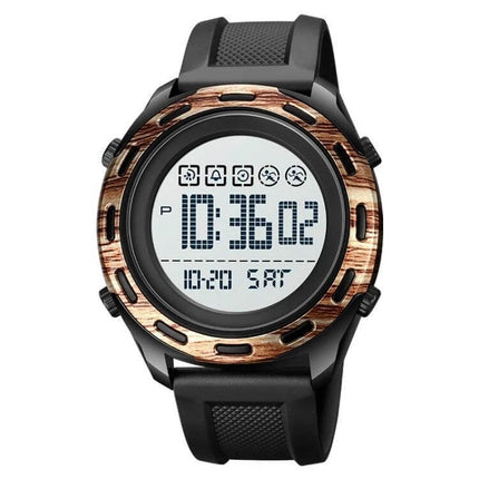 SKMEI Waterproof Electronic Watch with Stainless Steel Buckle, Black - black digital sports watch, waterproof to 50m, dual time, stainless steel buckle