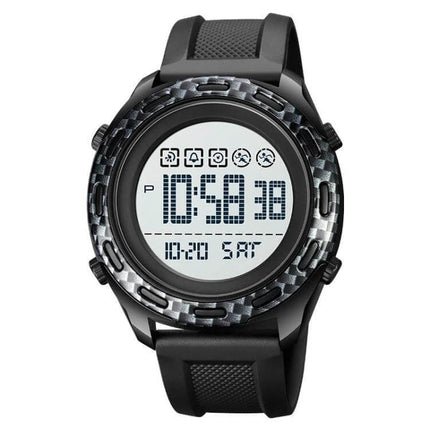 SKMEI Waterproof Electronic Watch with Stainless Steel Buckle, Black digital display black strap water-resistant to 50m for swimming hiking travel
