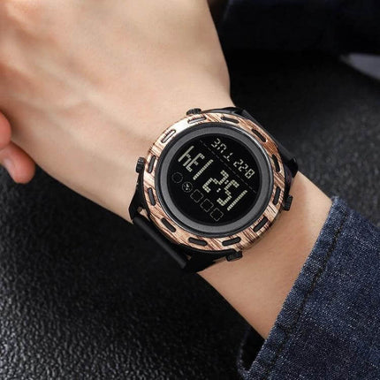 SKMEI Waterproof Electronic Watch with Stainless Steel Buckle, Black shown on wrist with digital display and water‑resistant design