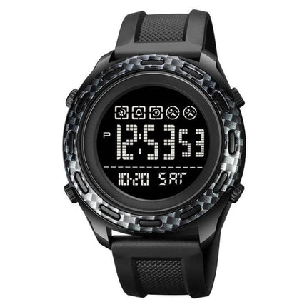 SKMEI Waterproof Electronic Watch with Stainless Steel Buckle, Black digital display black strap water-resistant to 50m suitable for swimming and hiking