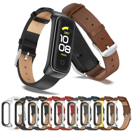 MIJOBS Microfiber Leather Metal Watch Band For Galaxy Fit 2