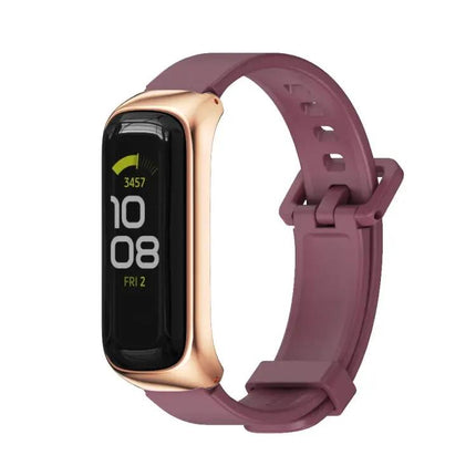 MIJOBS Silicone Metal Watch Band For Samsung Galaxy Fit2