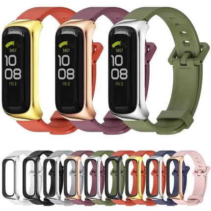 MIJOBS Silicone Metal Watch Band For Samsung Galaxy Fit2