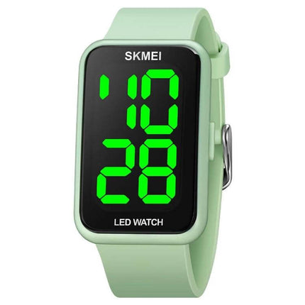 SKMEI Waterproof Electronic Watch for Everyday Activities - mint green LED digital watch, water-resistant to 50m, sporty silicone band, electronic movement