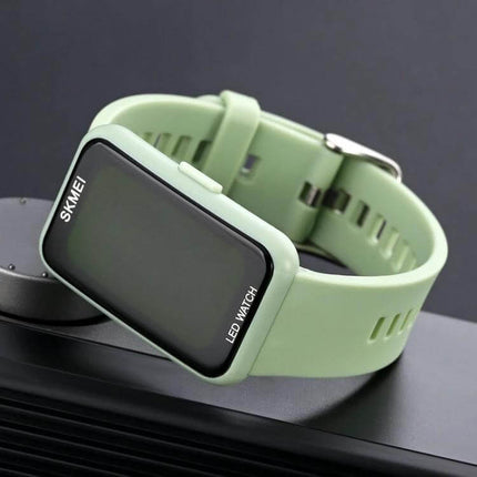 SKMEI Waterproof Electronic Watch for Everyday Activities - mint green waterproof LED watch with silicone strap for swimming and workouts