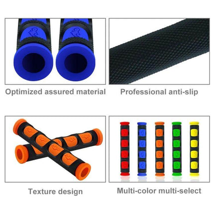 PVC Horn Shape Hand Grip Covers For Motorcycle 2 Pack - blue-black PVC anti-slip horn-shaped handlebar covers, textured grip, multi-color options