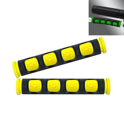 PVC Horn Shape Hand Grip Covers For Motorcycle 2 Pack black grips with yellow horn-shaped pads for improved comfort and heat resistance