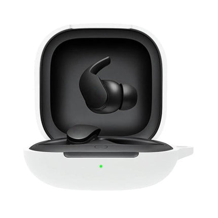 Protective Silicone Cover for Everyday Beats Earphone Use - white silicone case with open charging cutout protecting black earphones