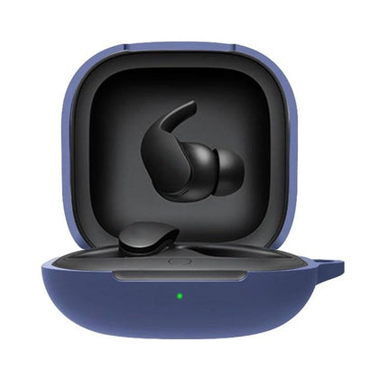 Protective Silicone Cover for Everyday Beats Earphone Use - navy silicone case on open charging pod protecting earbuds