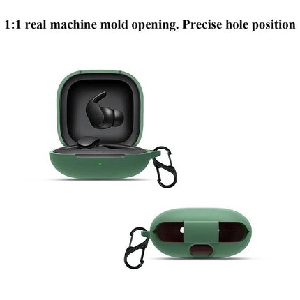 Protective Silicone Cover for Everyday Beats Earphone Use green flexible case with carabiner and open charging port
