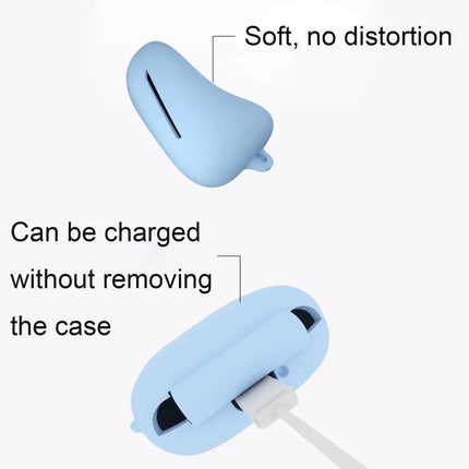 Silicone Protective Case for OPPO Enco W51 Earphones in Daily Life - light blue silicone cover showing charging port access and soft no distortion