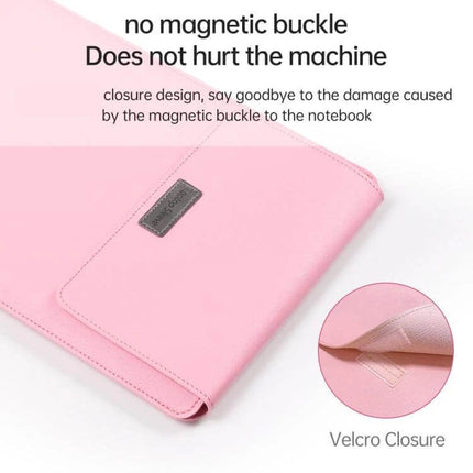Versatile 4-in-1 Leather Laptop Bag for Daily Carrying pink leather sleeve with velcro closure protecting laptop, lightweight daily commuting case