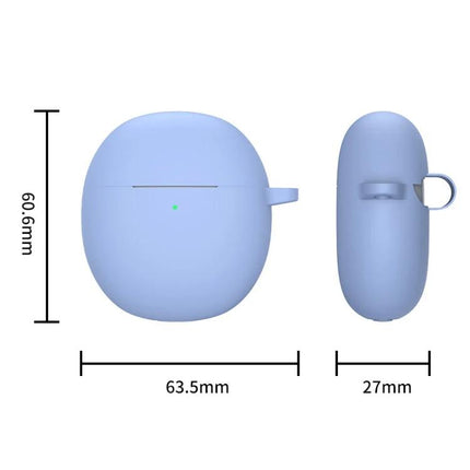 Protective Silicone Case for Earphones in Daily Activities - light blue 360-degree cover with dimensions 63.5×60.6×27mm, keyring loop, slim drop protection