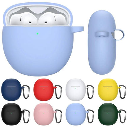 Protective Silicone Case for Earphones in Daily Activities - light blue 360° cover with carabiner, multiple color options