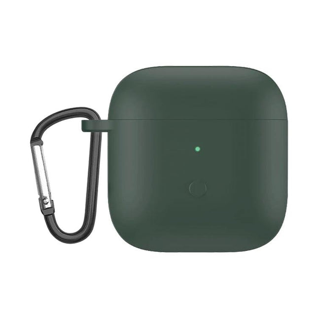 Silicone Case Protects Redmi Earbuds for Daily Activities - green silicone protective case with carabiner and oil-resistant coating