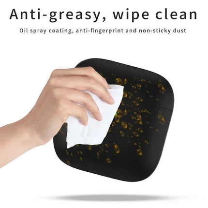 Silicone Case Protects Redmi Earbuds for Daily Activities — black oil‑resistant silicone case wiped clean to resist grease and fingerprints