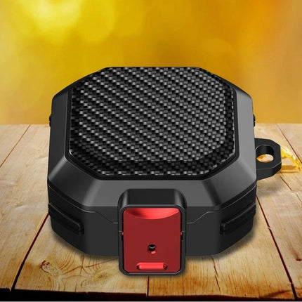 Protective Case for Samsung Earbuds During Daily Activities - rugged black carbon fiber case with red latch for secure everyday protection
