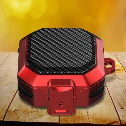 Protective Case for Samsung Earbuds During Daily Activities - red carbon-fiber rugged protective earbud case on wood