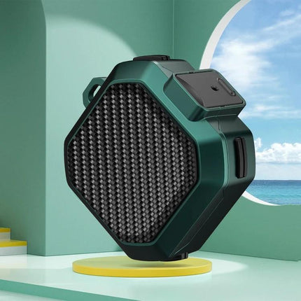 Protective Case for Samsung Earbuds During Daily Activities - rugged green hex case with carbon-fiber front protecting earbuds from drops and scratches