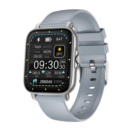 Practical Smart Watch for Everyday Routines and Activities - sleek gray smartwatch displaying time, heart rate, steps, weather, and notifications