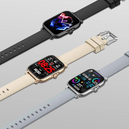 Practical Smart Watch for Everyday Routines and Activities shown in three colors with heart rate, notifications, and activity tracking on screen
