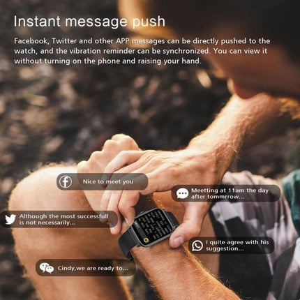 Practical Smart Watch for Everyday Routines and Activities showing message push, notifications and heart rate tracking on a wrist during outdoor activity