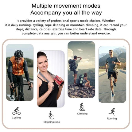 Practical Smart Watch for Everyday Routines and Activities showing cycling, skipping rope, climbing and running activity modes
