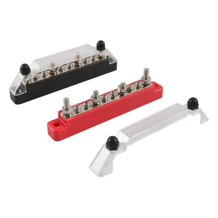 10 Way Power Distribution Block With 4 Fixing Screws, nickel-plated copper terminals with flame-retardant plastic base for RV, yacht, solar