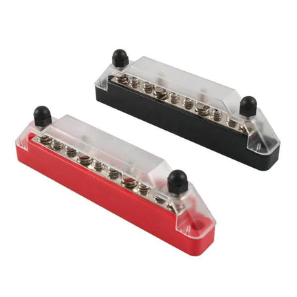 10 Way Power Distribution Block With 4 Fixing Screws compact nickel-plated copper block with clear cover for RV yacht solar wiring