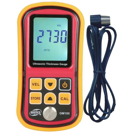 Benetech Ultrasonic Thickness Gauge for Industrial Measurements handheld device showing digital display and probe for nondestructive pipe and metal thickness testing