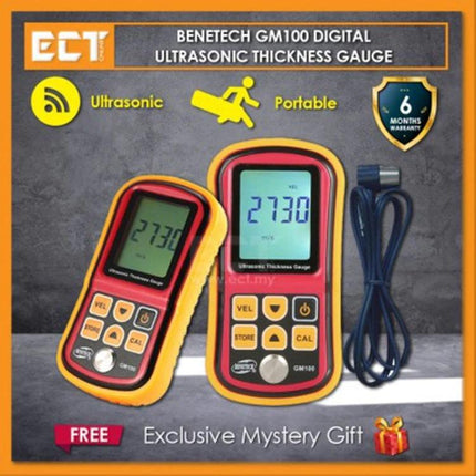 Benetech Ultrasonic Thickness Gauge for Industrial Measurements handheld gauge measuring pipe and metal thickness with probe cable