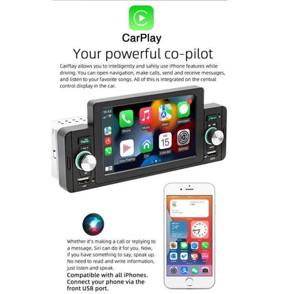 5 Inch Bluetooth Car MP5 Player for Hands-Free Audio Control with CarPlay, Apple CarPlay screen and smartphone connectivity