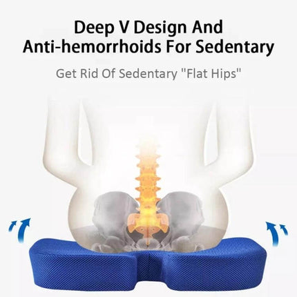 Soft U-Shaped Ergonomic Seat Cushion, Mesh Style For Everyday Comfort - blue deep V design relieves coccyx and reduces sit bone pressure for office, driving, gaming