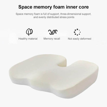Soft U-Shaped Ergonomic Seat Cushion, Mesh Style For Everyday Comfort - white U-shaped memory foam seat cushion showing breathable mesh cover and contouring