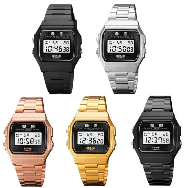 Montre-bracelet électronique étanche SKMEI pour usage quotidien