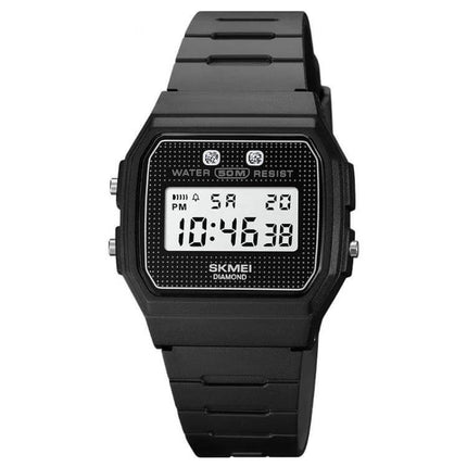 SKMEI Waterproof Electronic Wristwatch for Everyday Wear - black resin digital watch 50m water resistant, precise electronic timekeeping for daily activities
