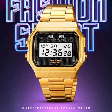 SKMEI Waterproof Electronic Wristwatch for Everyday Wear gold digital watch 50M water resistant resin band everyday sports style