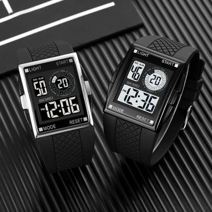 SKMEI Waterproof Electronic Watch with Durable PU Strap digital dual-display black watch for swimming and outdoor activities