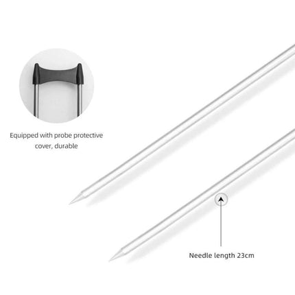 Benetech Grain Moisture Meter for Measuring Grain Levels - close-up of 23cm metal probe needles with protective cover, suitable for 14 grain varieties