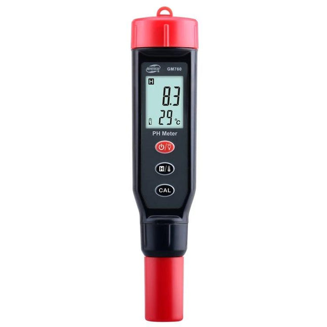 Benetech GM760 Digital pH and Temperature Meter for Solutions handheld meter displaying pH 8.3 and 29°C