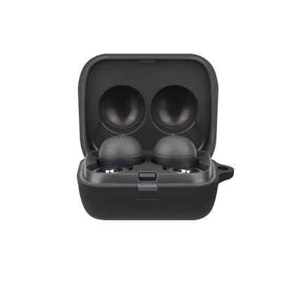 Silicone Protective Case for Sony LinkBuds During Daily Use in matte black, precise 1:1 fit shields earbuds from scratches and dust