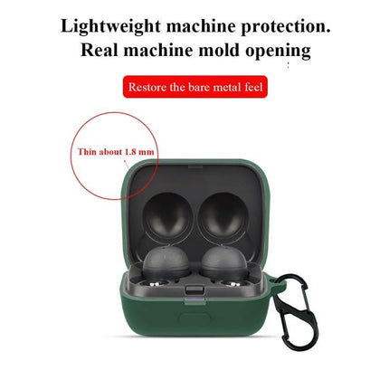 Silicone Protective Case for Sony LinkBuds During Daily Use - lightweight green 1:1 fit, thin 1.8mm protective cover with carabiner