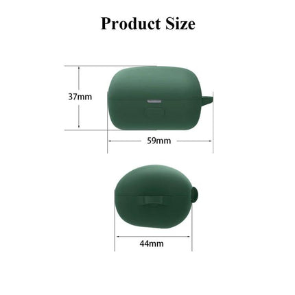 Silicone Protective Case for Sony LinkBuds During Daily Use — green silicone case with 59x37x44mm dimensions, precise 1:1 fit to protect against scratches and dust
