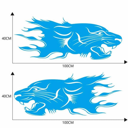 Set of 2 Lion Pattern Car Decorative Stickers for Vehicles - blue 100x40cm PVC lion head decals for car hood or side
