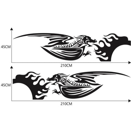 Fire-Breathing Dragon Pattern Car Decorative Sticker Set - black vinyl dragon decals 210cm x 45cm for sedan SUV truck exterior customization