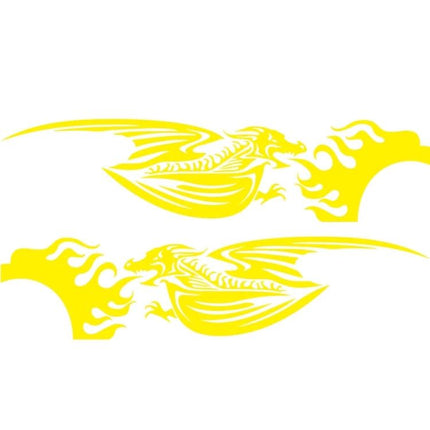 Fire-Breathing Dragon Pattern Car Decorative Sticker Set - yellow dragon flame vinyl decal for cars, SUVs, trucks, easy apply