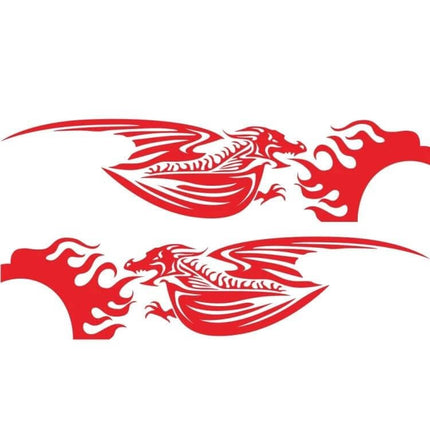 Fire-Breathing Dragon Pattern Car Decorative Sticker Set - red vinyl dragon decals breathing flames for cars, SUVs and trucks